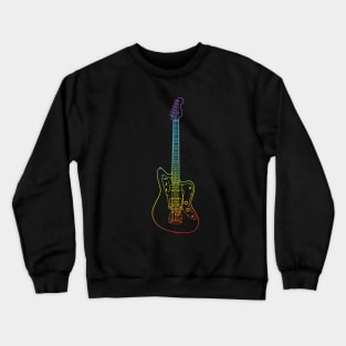 Offset Style Electric Guitar Colorful Outline Crewneck Sweatshirt